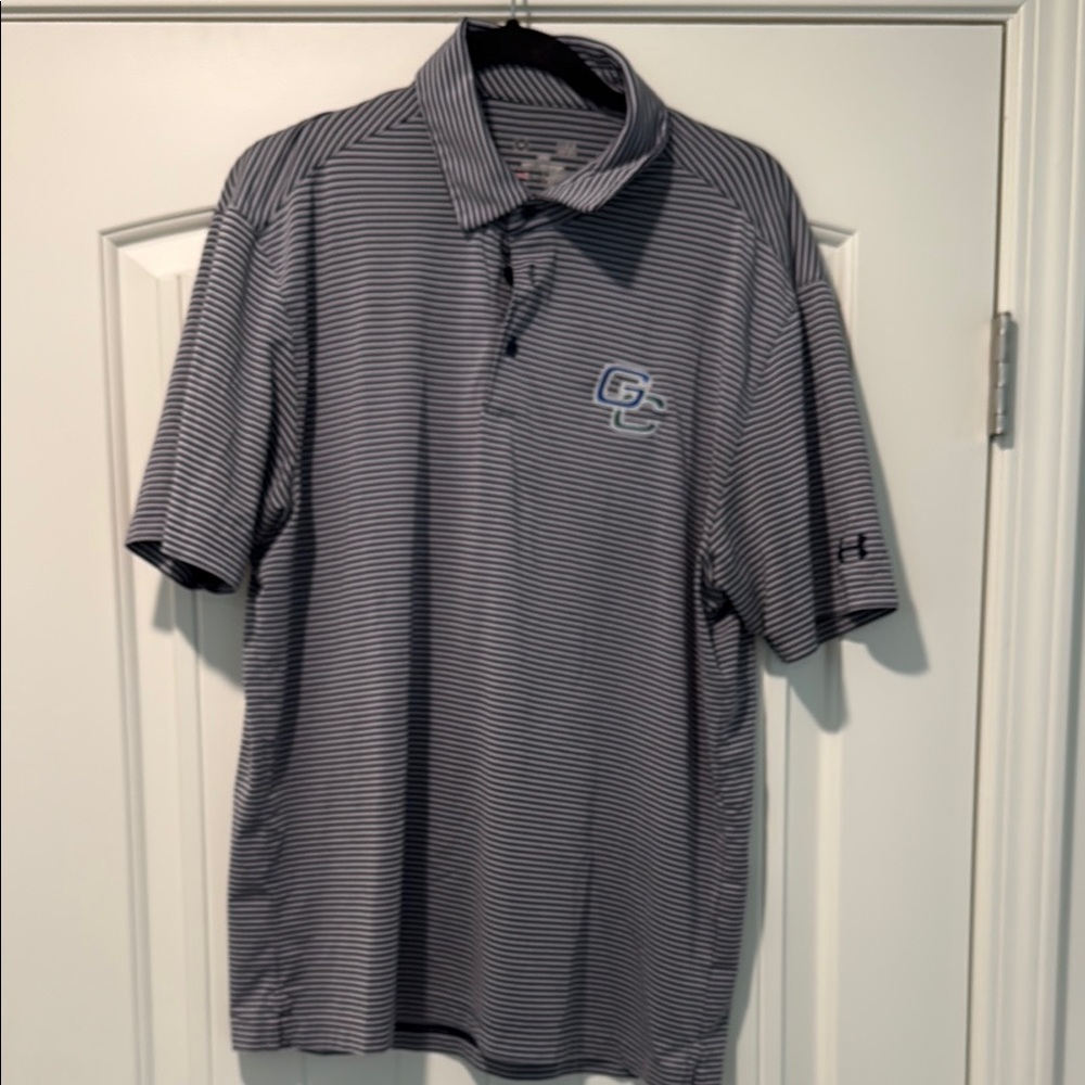 Under Armour Men's Striped Gray Georgia College Polo Shirt
